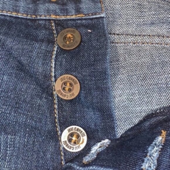 𝅺JUST Cavalli men dark blue straight leg distressed jeans size 33 47 - Picture 11 of 16